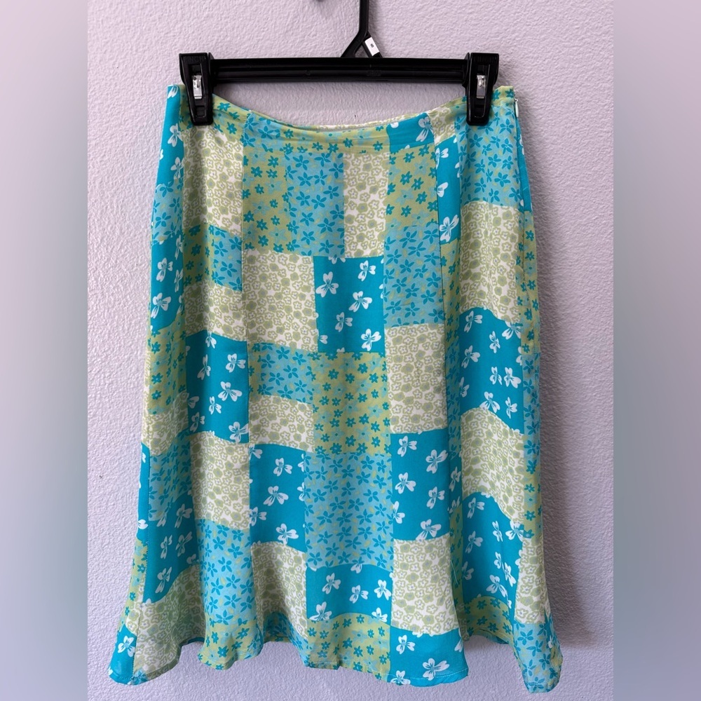 Vintage Harold’s Patchwork Floral Skirt Size 4 Blue Green Y2K - Picture 2 of 8
